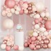 Blush Pink Balloons Garland Arch Kit,144pcs Retro Pink Rose Gold Sand White Confetti Balloons for Girls Women Bridal Baby Shower Valentines Wedding Engagement Birthday Party Decorations……