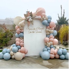 Gender Reveal Balloons Garland Kit, 124pcs Dusty Pink and Dusty Blue Sand White Balloons for Boy or Girl Gender Reveal Baby Shower Party Decoration…