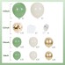 Sage Green White Sand Balloon Arch Kit, Sage Green Beige Sand White Chrome Gold with Gold Confetti Balloons for Birthday Wedding Baby Showr Bridal Shower Party Decorations…