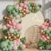 Sage Green Pink Balloons Garland Kit,133pcs Olive Green Blush Pink Sand White Metallic Gold Balloons for Girl Baby Shower Bridal Shower Wedding Birthday Jungle Safari Woodland Party Decorations…